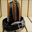 32 inch JUSTIN FENCED IN WESTERN LEATHER MANS BELT BROWN
