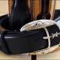 32 inch JUSTIN FENCED IN WESTERN LEATHER MANS BELT BROWN