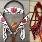 HILASON WESTERN LEATHER HORSE HEADSTALL BREAST COLLAR REINS ROSE CROSS GUN