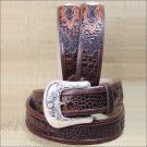 34 inch TONY LAMA MEN'S CHOCOLATE BROWN SOUTHERN CAIMAN LEATHER BELT