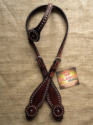 HILASON WESTERN LEATHER HORSE ONE EAR BRIDLE HEADSTALL DARK BROWN