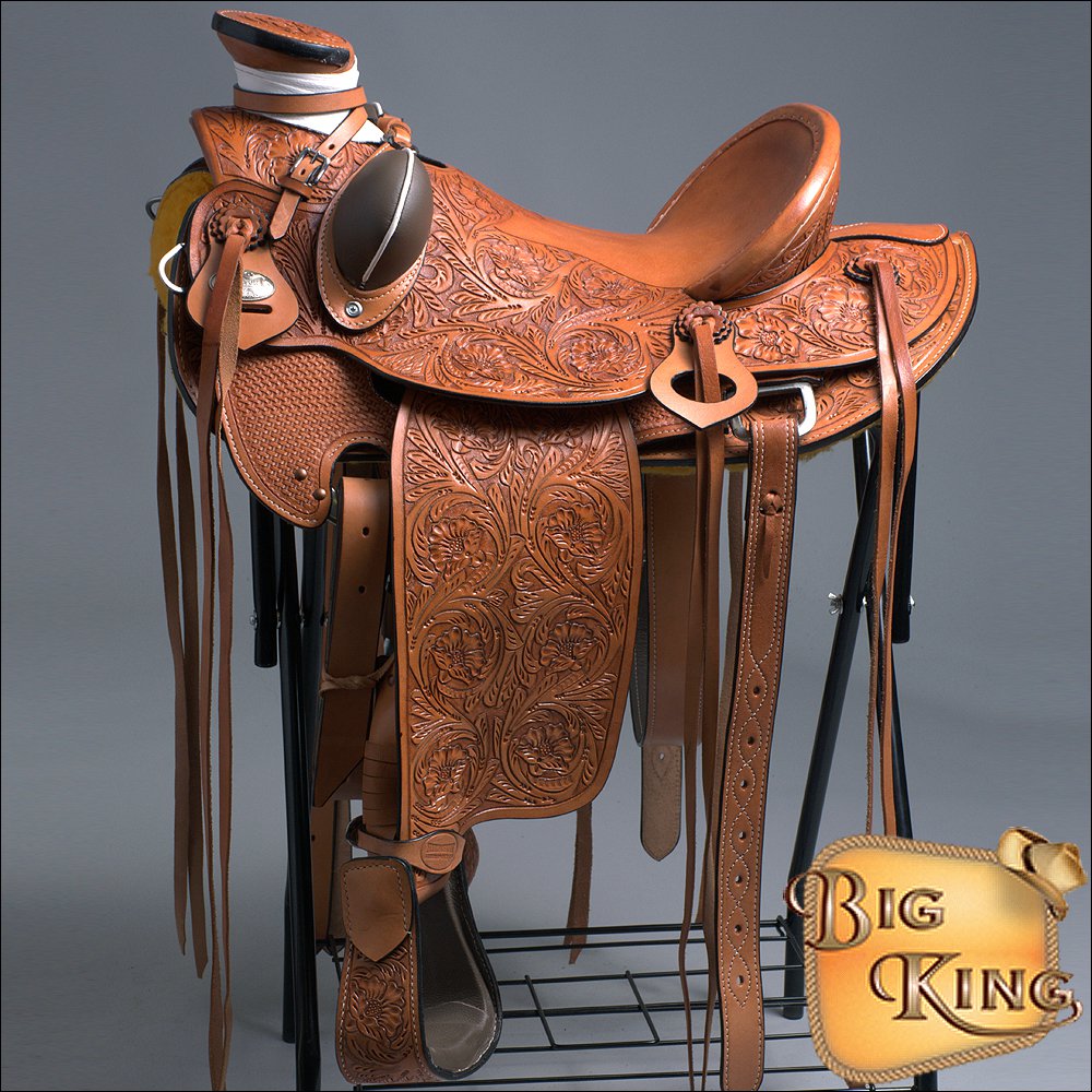 WD005OLWSTF HILASON BIG KING WESTERN WADE RANCH ROPING COWBOY TRAIL SADDLE 15
