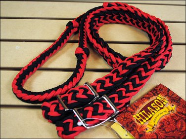 New Braided Poly Barrel Racing Contest Rein Flat Grip Knots 1" X 8ft. Red Black