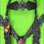 F77 HILASON LEATHER WESTERN HORSE BRIDLE HEADSTALL BLACK HAND CARVED