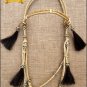 S06 HILASON WESTERN RAWHIDE LEATHER HORSE BRIDLE HEADSTALL W/ HORSE HAIR TASSEL