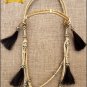 S06 HILASON WESTERN RAWHIDE LEATHER HORSE BRIDLE HEADSTALL W/ HORSE HAIR TASSEL