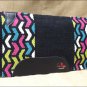 F261 HILASON WESTERN NEW ZEALAND WOOL HORSE SADDLE BLANKET BLACK PINK BLUE WHITE