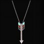 LOULABELLE SILVER ARROW NECKLACE INLAY HAND CUT LADIES BLACK DARK RED TURQUOISE