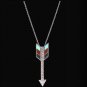 LOULABELLE SILVER ARROW NECKLACE INLAY HAND CUT LADIES BLACK DARK RED TURQUOISE