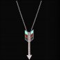 LOULABELLE SILVER ARROW NECKLACE INLAY HAND CUT LADIES BLACK DARK RED TURQUOISE