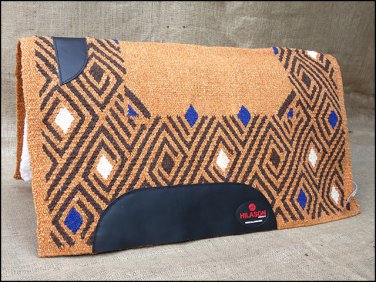FEP238 MADE IN USA HILASON WESTERN WOOL FELT SADDLE BLANKET PAD RUST BROWN BLUE