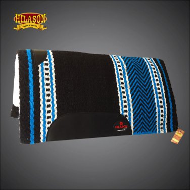 MADE IN USA FE329-F HILASON WESTERN WOOL FELT SADDLE BLANKET PAD BLACK TERQUOISE