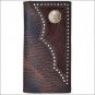 TONY LAMA LEATHER LIZARD PRINT BROWN WESTERN RODEO MENS WALLET HAIR ON INLAY
