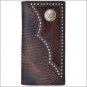 TONY LAMA LEATHER LIZARD PRINT BROWN WESTERN RODEO MENS WALLET HAIR ON INLAY