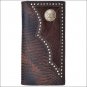 TONY LAMA LEATHER LIZARD PRINT BROWN WESTERN RODEO MENS WALLET HAIR ON INLAY