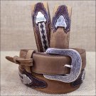42 inch C11414 BROWN JUSTIN THE WESTERNER LEATHER MEN'S BELT COWBOY TRAIL RIDER
