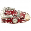 M&F BLAZIN ROXX WESTERN BELT WOMENS BLING STONE CRYSTAL GATOR FIERY RED
