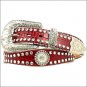 M&F BLAZIN ROXX WESTERN BELT WOMENS BLING STONE CRYSTAL GATOR FIERY RED