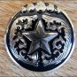 CN048F- 32 STAR ROUND ANTIQUE SILVER CONCHOS SADDLE HEADSTALL HORSE TACK 1.5IN