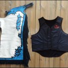 F21 HILASON WESTERN RODEO BRONC BULL RIDING SMOOTH LEATHER CHAPS PROTECTIVE VEST
