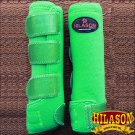 LARGE HILASON GLITTER GREEN HORSE REAR LEG PROTECTION ULTIMATE SPORTS BOOTS PAIR