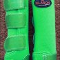 LARGE HILASON GLITTER GREEN HORSE REAR LEG PROTECTION ULTIMATE SPORTS BOOTS PAIR