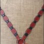 HILASON WESTERN LEATHER HORSE BREAST COLLAR W/ RAWHIDE BRAIDING MAHOGANY