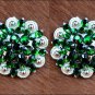 CN33 SET OF 2 GREEN CRYSTAL 1-1/4in BERRY CONCHO RHINESTONE TACK SADDLE COWGIRL