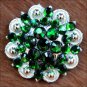 CN33 SET OF 2 GREEN CRYSTAL 1-1/4in BERRY CONCHO RHINESTONE TACK SADDLE COWGIRL