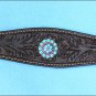HILASON WESTERN LEATHER HORSE HEADSTALL BREAST COLLAR BROWN TURQUOISE CONCHOS