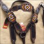 HILASON WESTERN RAWHIDE LEATHER HORSE HEADSTALL BREAST COLLAR BEADED BROWN