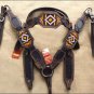 HILASON WESTERN RAWHIDE LEATHER HORSE HEADSTALL BREAST COLLAR BEADED BROWN