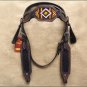 HILASON WESTERN RAWHIDE LEATHER HORSE HEADSTALL BREAST COLLAR BEADED BROWN