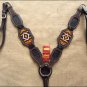 HILASON WESTERN RAWHIDE LEATHER HORSE HEADSTALL BREAST COLLAR BEADED BROWN