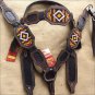 HILASON WESTERN RAWHIDE LEATHER HORSE HEADSTALL BREAST COLLAR BEADED BROWN