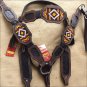 HILASON WESTERN RAWHIDE LEATHER HORSE HEADSTALL BREAST COLLAR BEADED BROWN