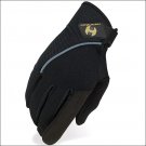 07 SIZE HERITAGE COMPETITION HORSE RIDING GLOVE LYCRA NYLON LEATHER BLACK
