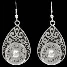 3D SILVER LADIES TEARDROP SHOTGUN SHELL FILIGREE HYPOALLERGENIC WOMEN EARRINGS