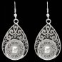 3D SILVER LADIES TEARDROP SHOTGUN SHELL FILIGREE HYPOALLERGENIC WOMEN EARRINGS