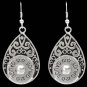 3D SILVER LADIES TEARDROP SHOTGUN SHELL FILIGREE HYPOALLERGENIC WOMEN EARRINGS