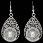 3D SILVER LADIES TEARDROP SHOTGUN SHELL FILIGREE HYPOALLERGENIC WOMEN EARRINGS