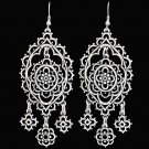 3D ANTIQUE SILVER TONE STRIKE FILIGREE HYPOALLERGENIC WOMEN LADIES EARRINGS