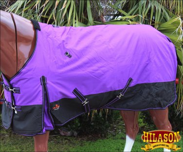 80 in HILASON 600D RIPSTOP WATERPROOF TURNOUT HORSE WINTER SHEET PURPLE BLACK