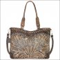 AMERICAN WEST LEATHER WOODLAND BLOOM LADIES ZIP TOP TOTE SHOULDER HAND BAG PURSE