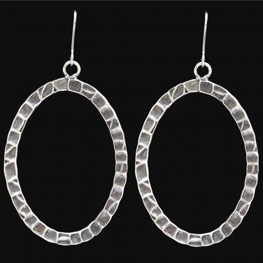 3D ANGEL ANTIQUE SILVER LADY TWISTED HAMMERED OVEL HYPOALLERGENIC WOMEN EARRINGS
