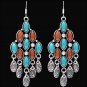 3D SILVER STRIKE LADIES CLEAR CRYSTAL BROWN & TURQUOISE WOMEN DROP EARRINGS