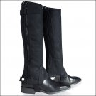 SMALL HORZE RIBBED LEATHER LIKE LIGHTWEIGHT AMARA JUNIORS KIDS HALF CHAPS BLACK