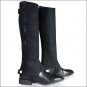 SMALL HORZE RIBBED LEATHER LIKE LIGHTWEIGHT AMARA JUNIORS KIDS HALF CHAPS BLACK