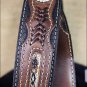 42 INCH WESTERN MEN BLACK BROWN LEATHER FABRIC INSET BELT