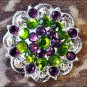 SET OF 2 PERIDOT GREEN & AMETHYST CRYSTALS BERRY CONCHO RHINESTONE HEADSTALL